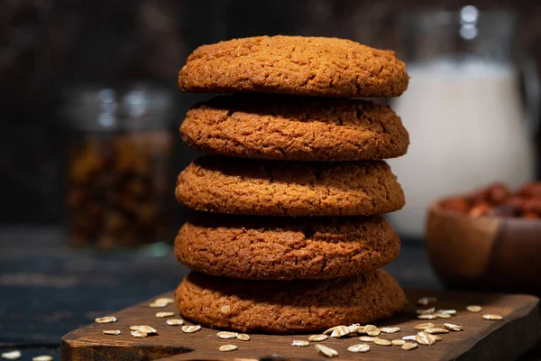 Galletas Avena Frescas Productos Horneados Primer Plano Horizontal — Foto de Stock