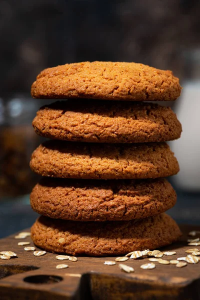 Fresh Oatmeal Cookies Baked Goods Closeup — Stock Photo, Image