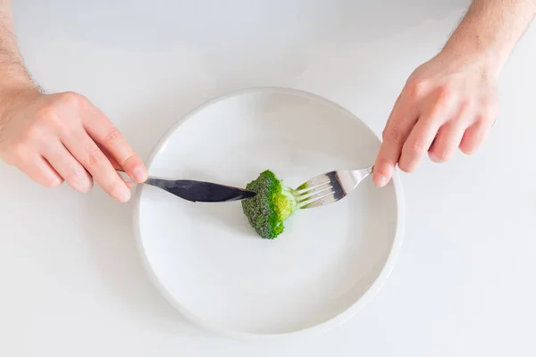 Plato Vacío Con Col Sola Vegetal Que Significa Concepto Dieta — Foto de Stock