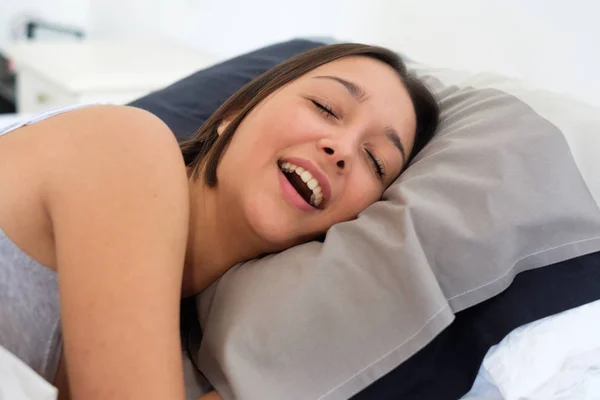 Funny Woman Portrait Snoring Sleeping — Stock Photo, Image