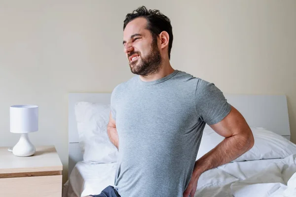 Man Waking Morning Suffer Back Pain — Stock Photo, Image