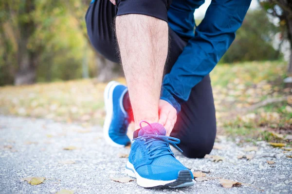 Sportsman Lidande För Fotled Smärta Träningspasset — Stockfoto