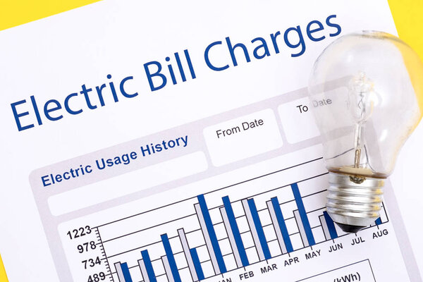 Energy efficiency concept and energy bill papers