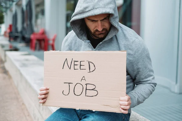 Jobless Guy Looking Job Begging Streets — Stock Photo, Image