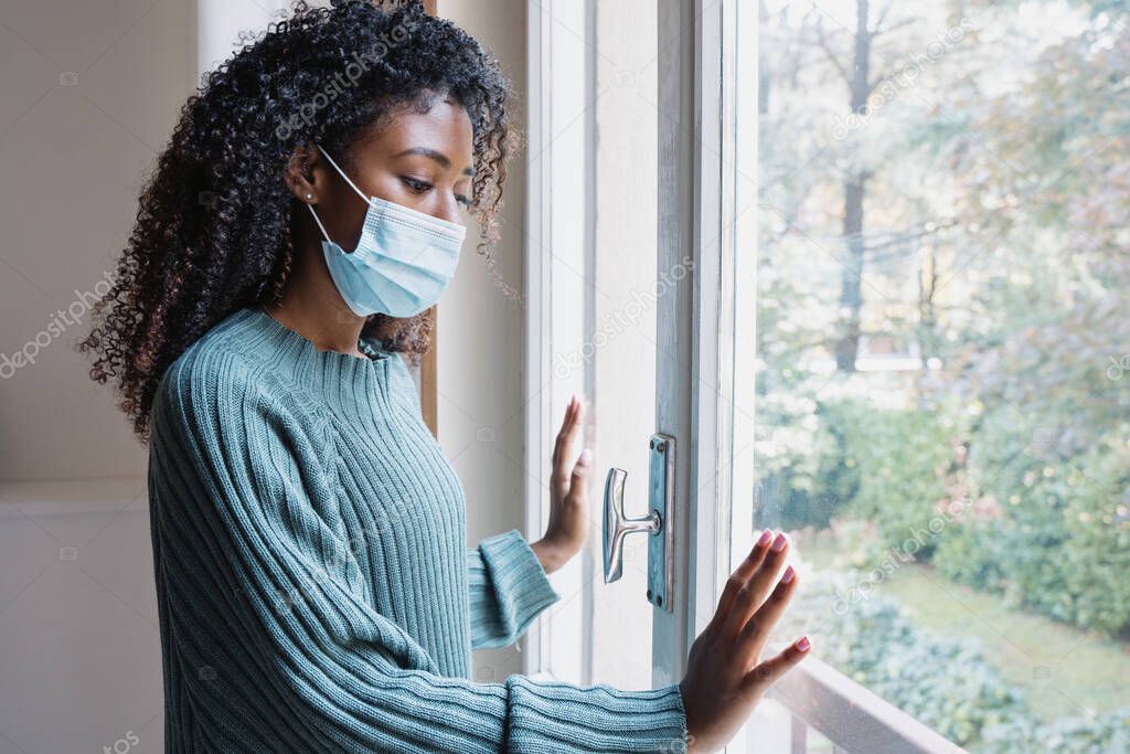 Sick woman suffering cold and flu during quarantine at home