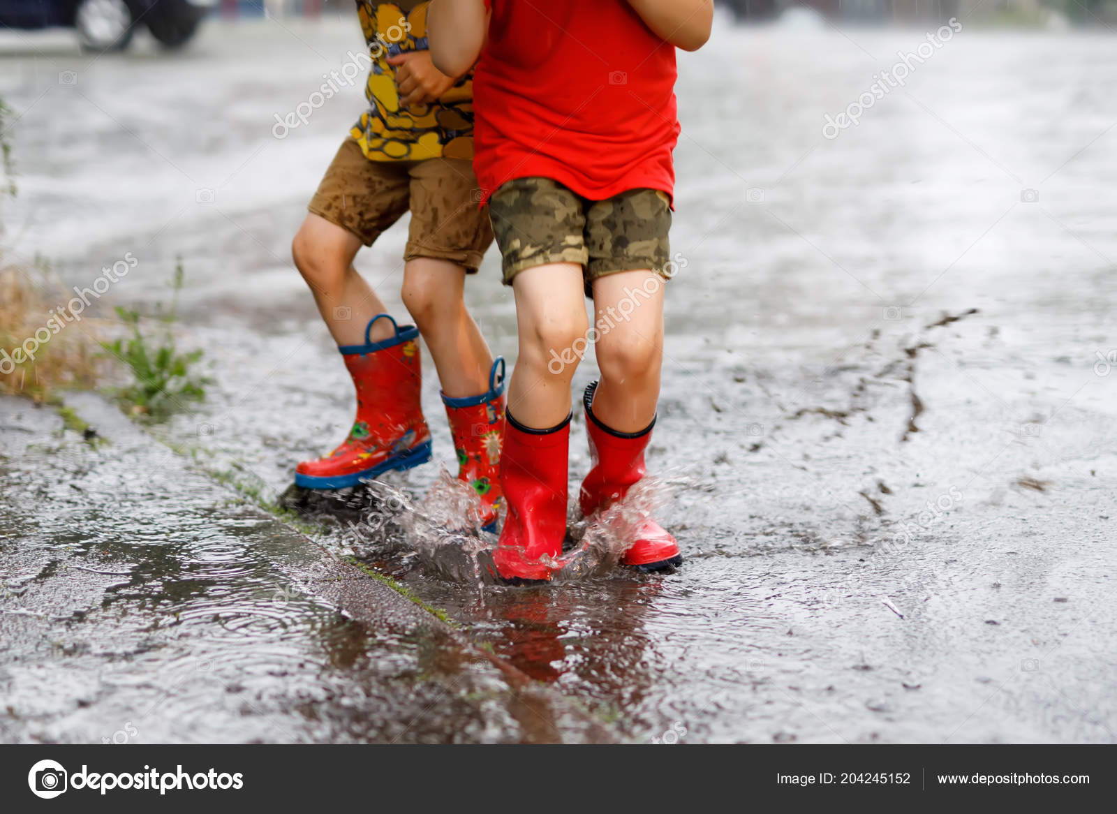 Rain Boots In Puddle