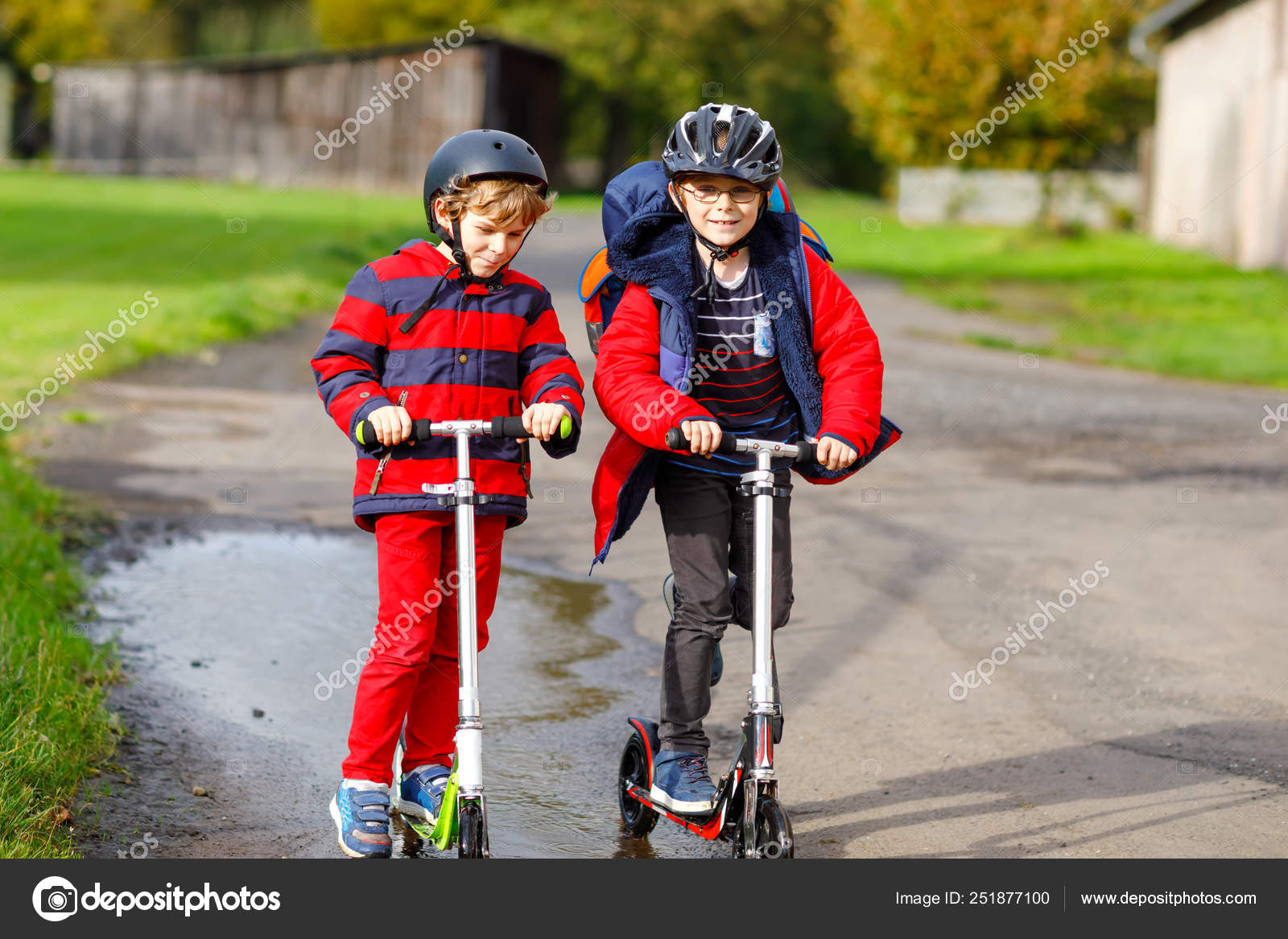 kids playing scooter