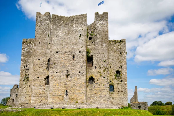 A panorámás kilátás nyílik Trim kastély Megyei Meath a folyó Boyne, Írország. Ez Írország legnagyobb angol-normann kastélya. — Stock Fotó