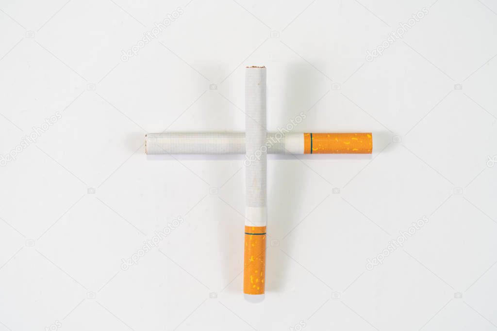 Tobacco Cigarette close up with white background