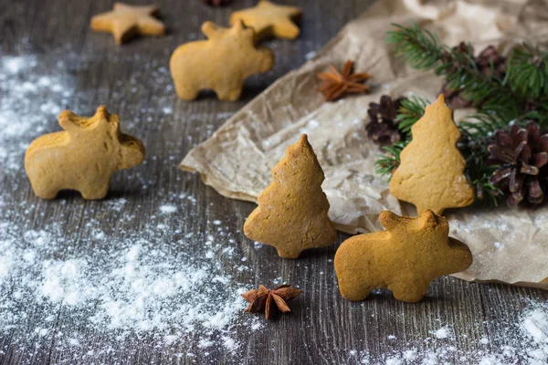 Soubory Cookie Posypané Moučkovým Cukrem Tradiční Vánoční Cukroví Práškovým Cukrem — Stock fotografie