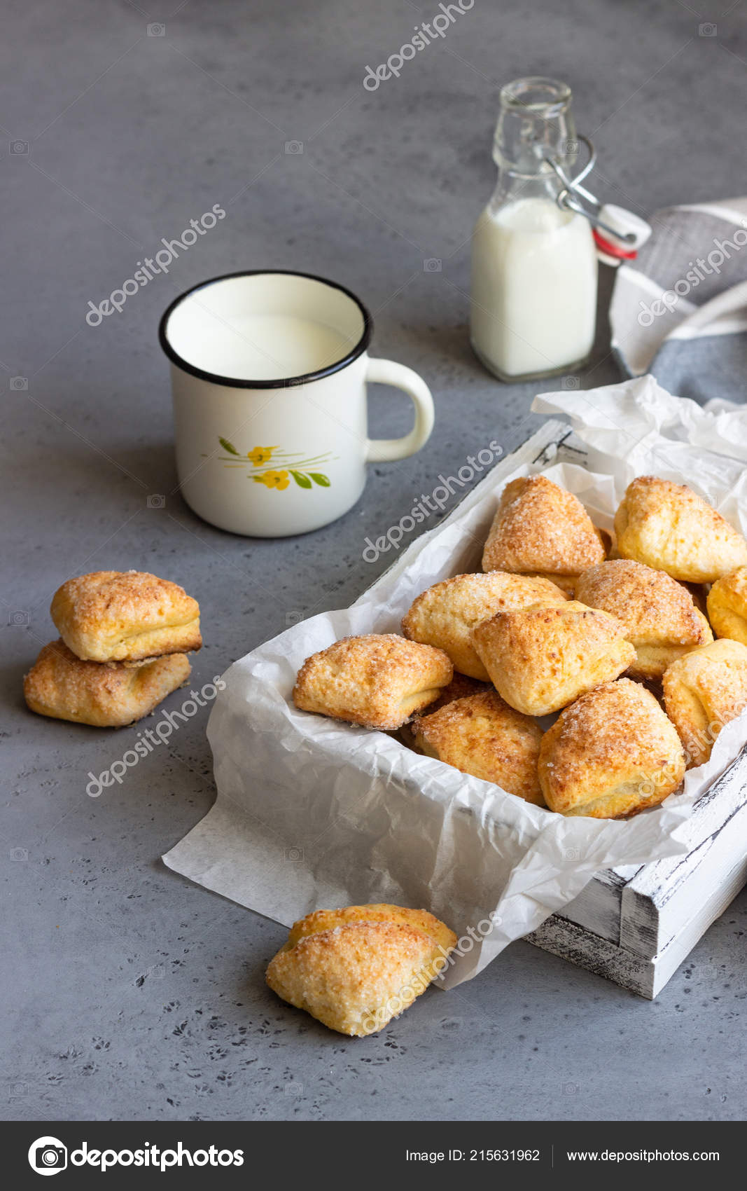Freshly Baked Cottage Cheese Sugar Cookies Triangles Angles White