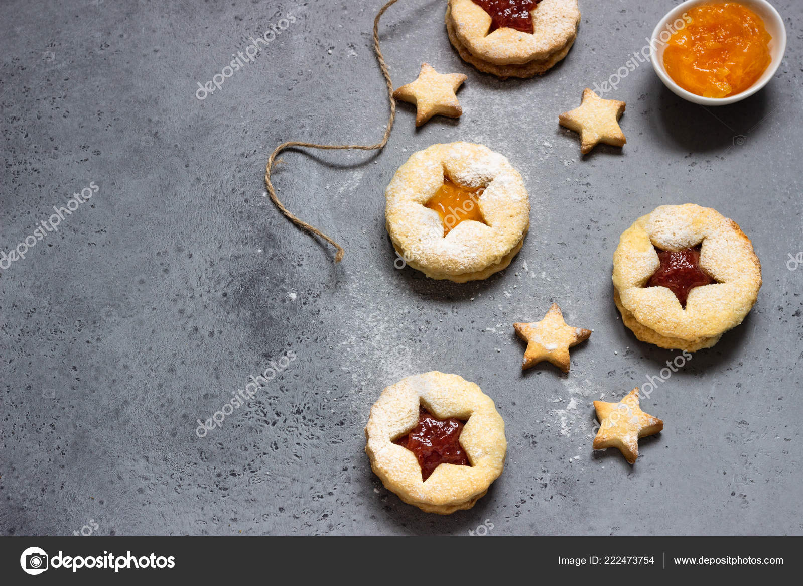 Christmas New Year Homemade Cookies Red Orange Jam Flat Lay Stock Photo Image By C Porosolka Balt 222473754