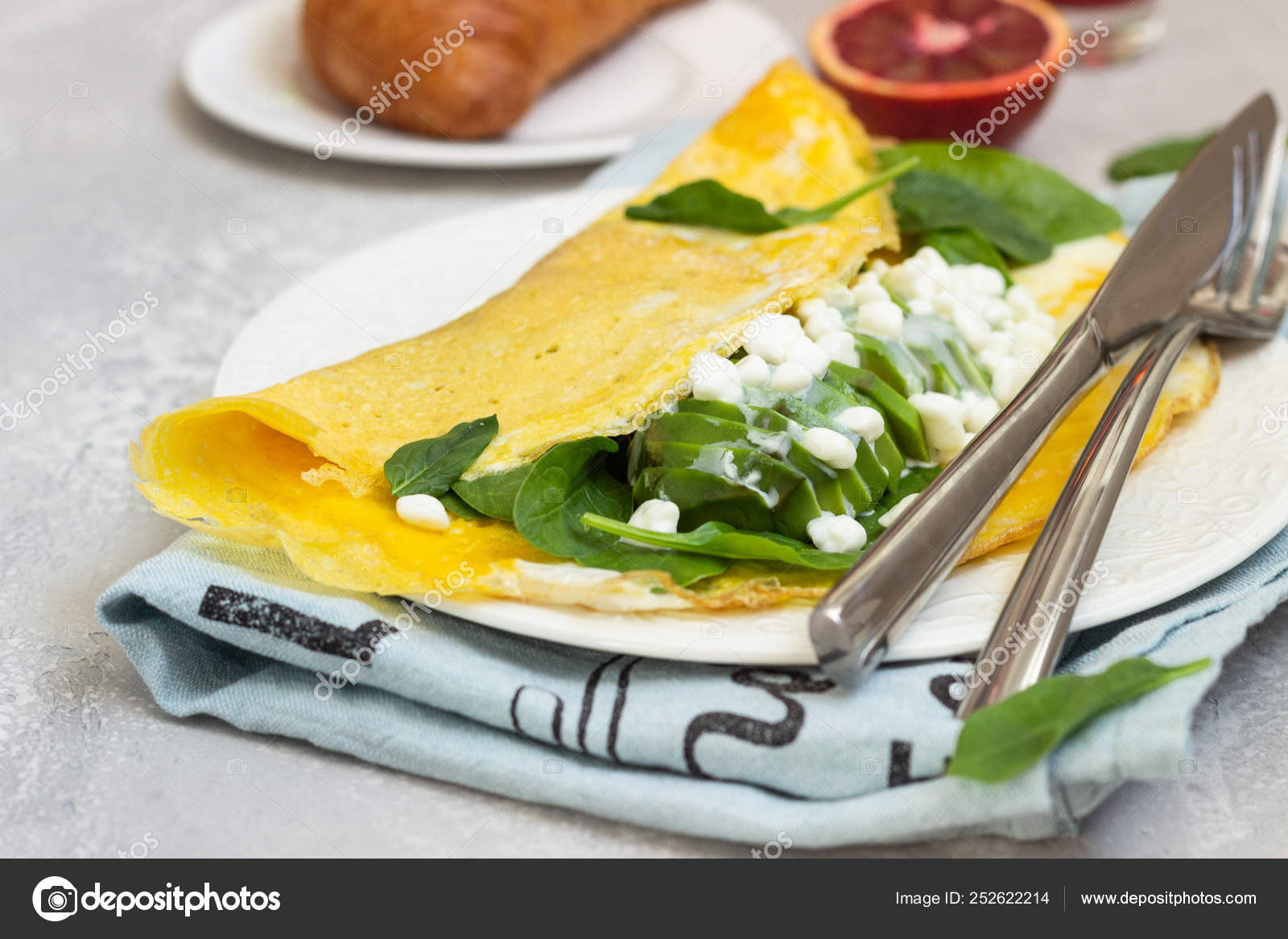 Omelette Spinach Avocado Fresh Farm Cottage Cheese Tvorog Red