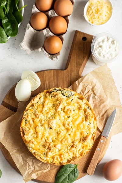 Taart Taart Met Spinazie Ricotta Eieren Torta Pascualina Typisch Italiaans — Stockfoto