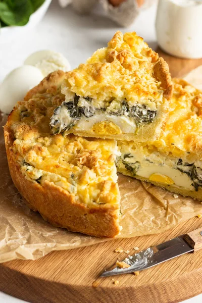 Tart Pie Spinach Ricotta Eggs Torta Pascualina Typical Italian Easter — Stock Photo, Image