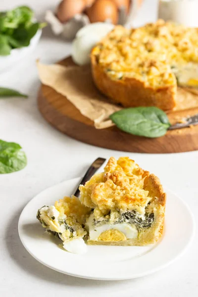 Tart Pie Spinach Ricotta Eggs Torta Pascualina Typical Italian Easter — Stock Photo, Image