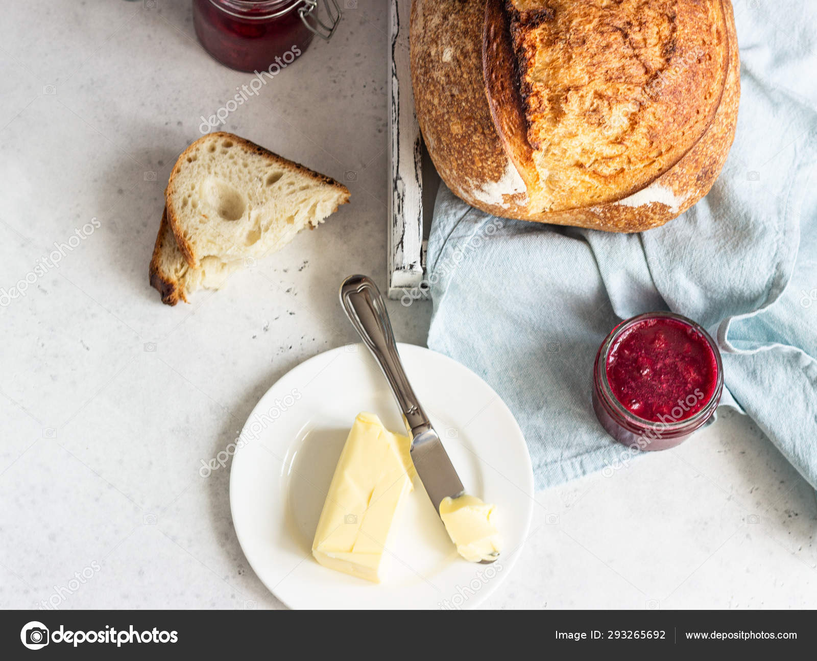 Toasted White Artisan Bread Butter Jam Light Grey Stone Table Stock Photo Image By C Porosolka Balt Toasted White Artisan Bread Butter Jam Light Grey Stone Table Stock Photo Image By C Porosolka Balt