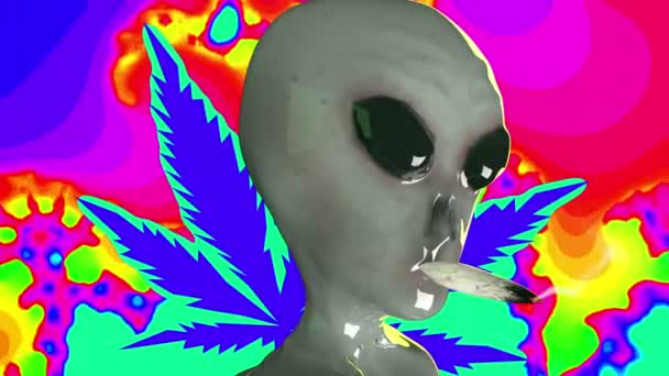 Alien Fumar Marihuana Gráfico — Vídeos de Stock