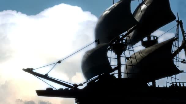 Segelschiff Mit Wolken — Stockvideo