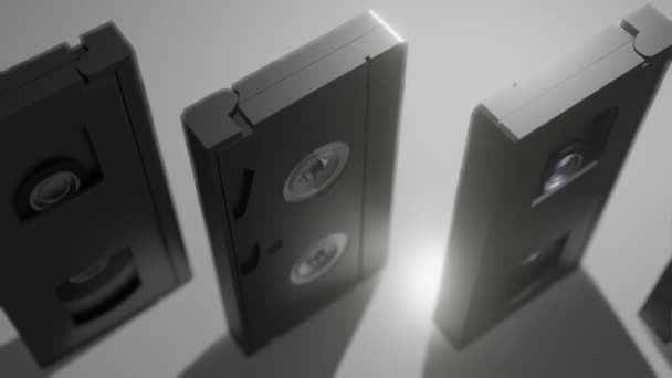 Vhs Tapes Een Rij Cgi — Stockvideo