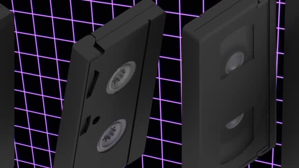 Vhs Kassetten Mit 80Er Jahren Hintergrund — Stockvideo