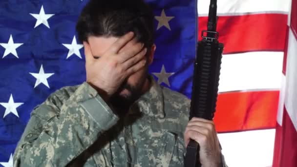 Amerikansk Veteran Med Ptsd — Stockvideo