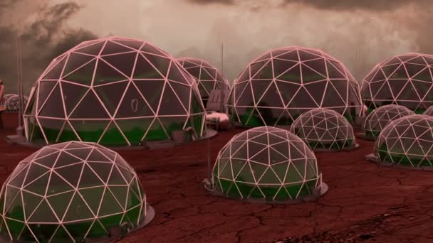 Estación Base Marte Superficie Del Planeta — Vídeo de stock