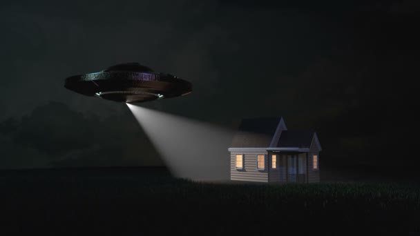 Bir Evin Yakınında Uçan Ufo — Stok video