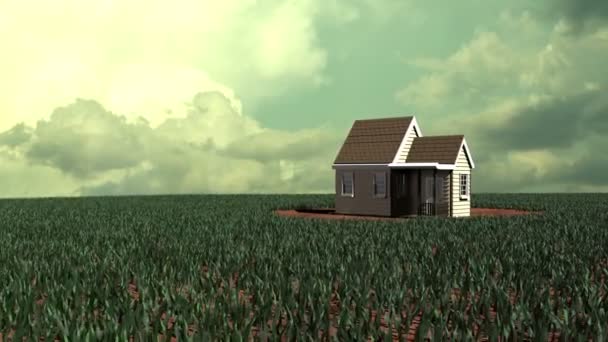 Klein Huis Buiten Cgi Animatie — Stockvideo