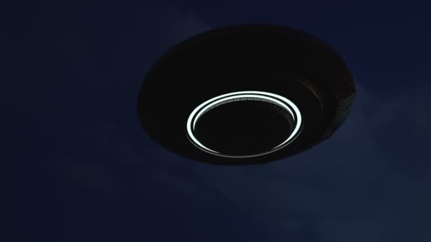 Ufo Der Nacht Fliegende Untertasse — Stockvideo