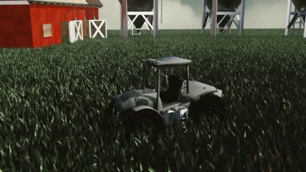 外の農場のトラクター — ストック動画