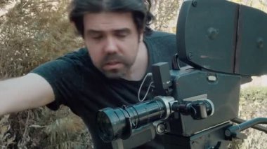 Antika bir 16mm film kamerası, bir CP16. Film yapımı ya da film yapımı kavramı.