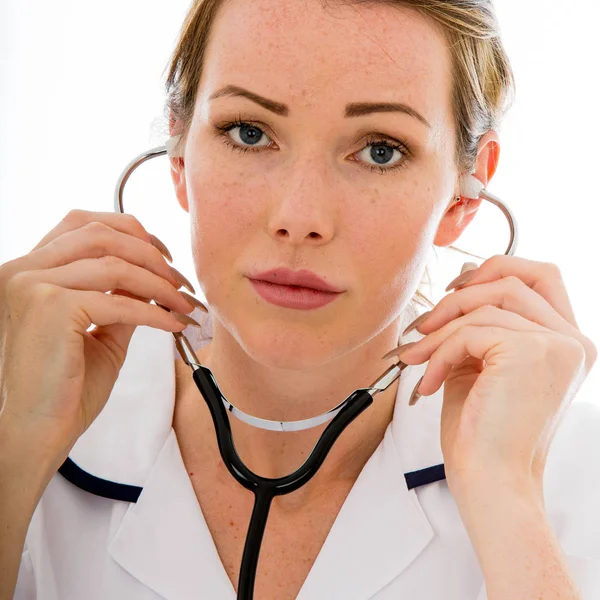 Stressed Overworked Female Doctor — Stock Photo, Image