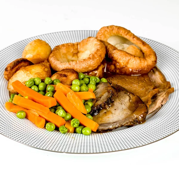 Traditional English Roast Beef Sunday Lunch — Stock Photo, Image