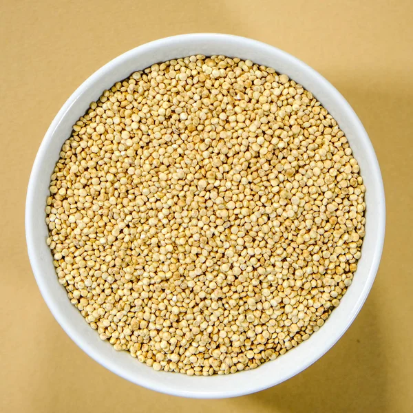 Schüssel mit gesunden trockenen Quinoa-Samen — Stockfoto