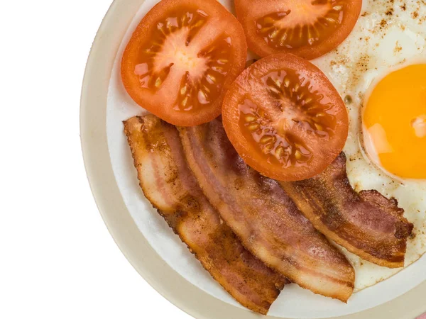 Frühstücksessen mit Speck und Tomaten — Stockfoto