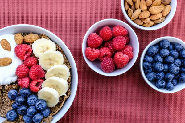 Health Breakfast Bowl of Cereals and Nuts With Yogurt