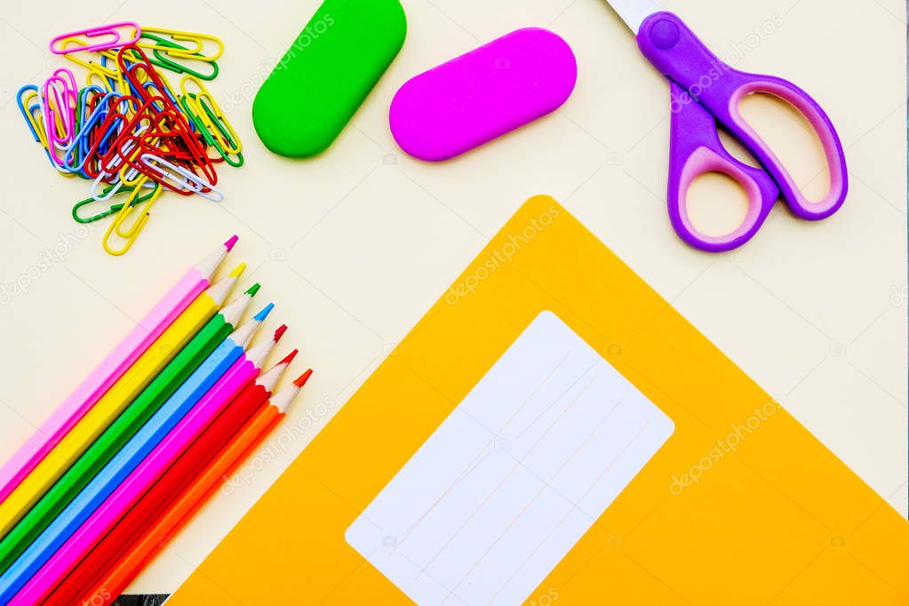 Back To School Workbook or Exercise Book and Pencils