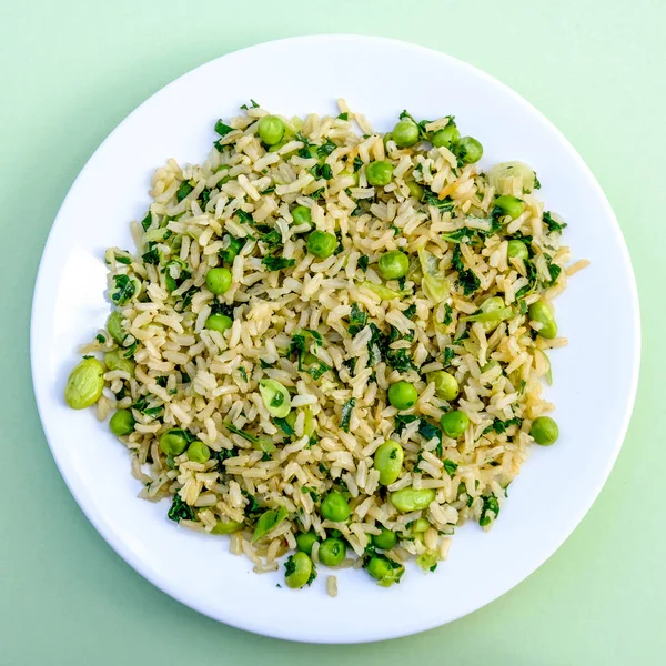Healthy Vegetarian Brown Rice and Vegetable Stir Fry Stock Photo