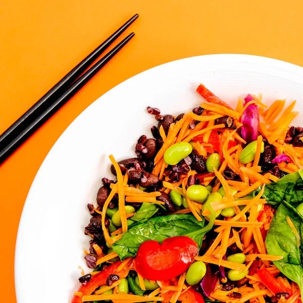 Healthy Japanese Style Vegetarian Rainbow Salad