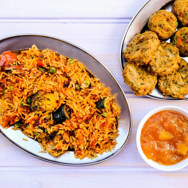 Indian Style Vegetable Biryani Meal — Stock Photo, Image