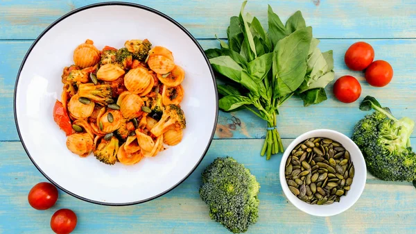 İtalyan Usulü Brokoli Orecchiette Vejetaryen Yemek — Stok fotoğraf