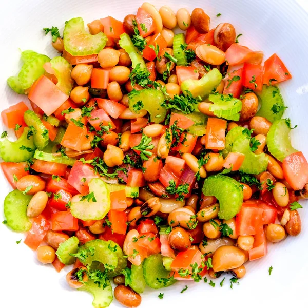 Fresh Vegetarian Mixed Bean Summer Salad — Stock Photo, Image