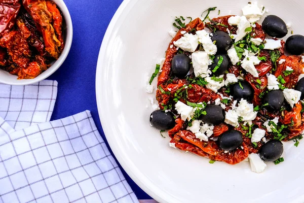 Традиційний салат здорового грецького стилю — стокове фото
