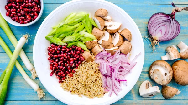 Vegetariano hongo y arroz Poke Bowl —  Fotos de Stock