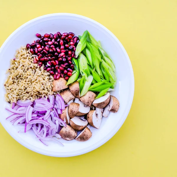 Vegetarian Mushroom and Rice Poke Bowl — Stock Photo, Image