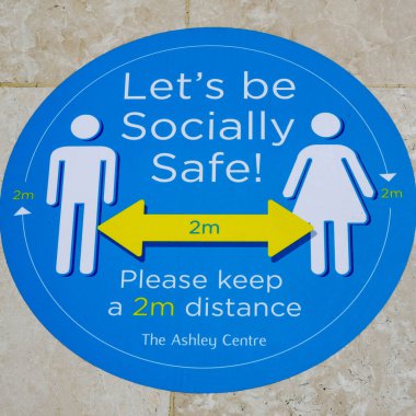 London, Uk, June 14, 2020, Shopping Mall Social Distancing Floor Stickers Keeping Shoppers Safe clipart