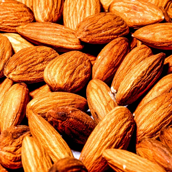 Une Poignée Amandes Rôties Fraîches Saines Sans Personne — Photo