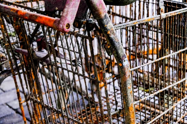 Rusting Old Food Supermarket Trolley Fished From A River, With No People