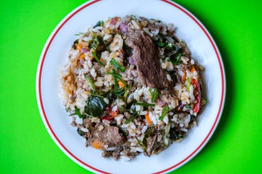 Londra İngiltere, Eylül 09 2025, Japon usulü Biber ve Pirinç Yemeği